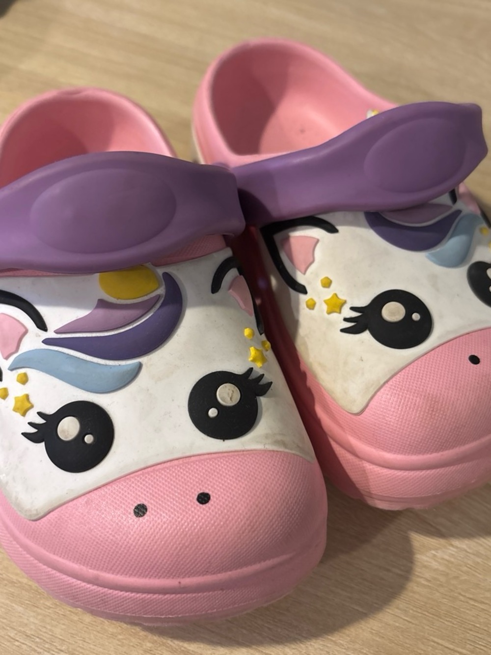 Kids Unicorn Clog Sandals in Pink and Purple